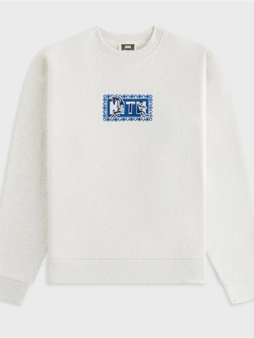 Kith White Crewneck Sweatshirt with Blue Chest Logo